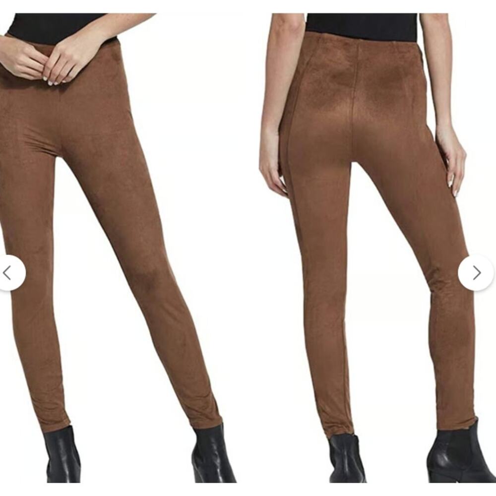 Lysee Dark Tan Pull On High Rise Faux Suede Legging Size Extra Large